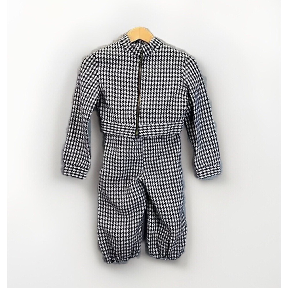 True Vintage Child's Houndstooth Suit 70s Blue Zipper Size 10 30" Chest Unique